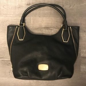 Michael Kors Black Leather Purse with Gold Details